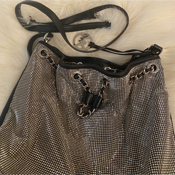 Metallic Frankie Mesh Leather And Chainmail Shoulder Bag - Picture 1 of 4